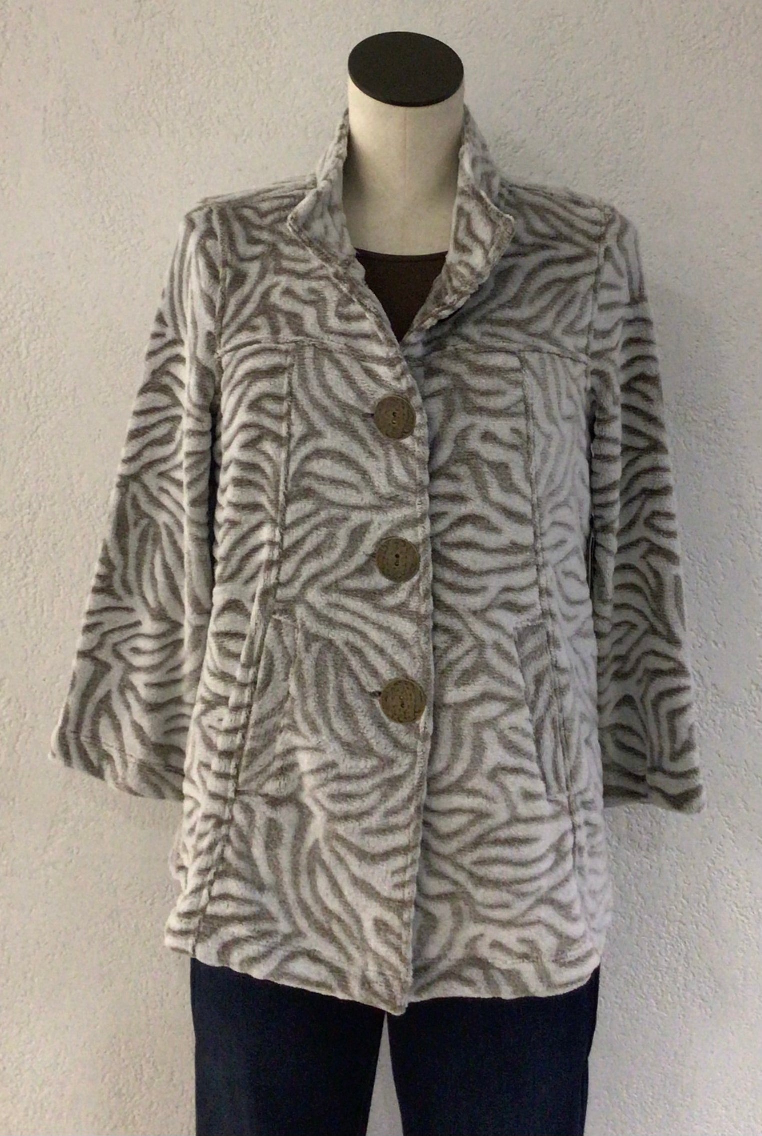 Multiples Cozy Taupe Animal Print Jacket M44511JM