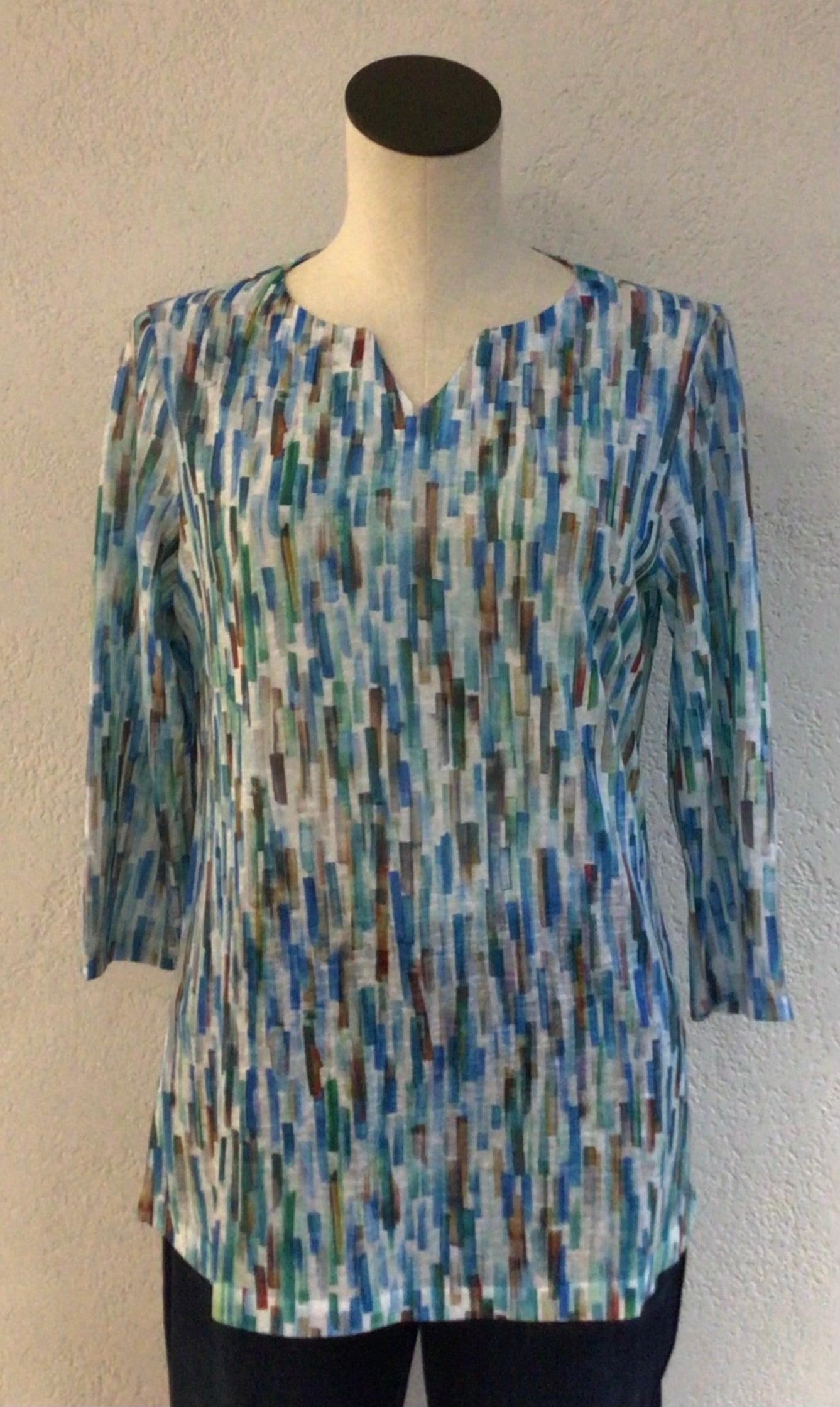 FDJ Blue Stained Glass 3/4 Sleeve Top 3489451