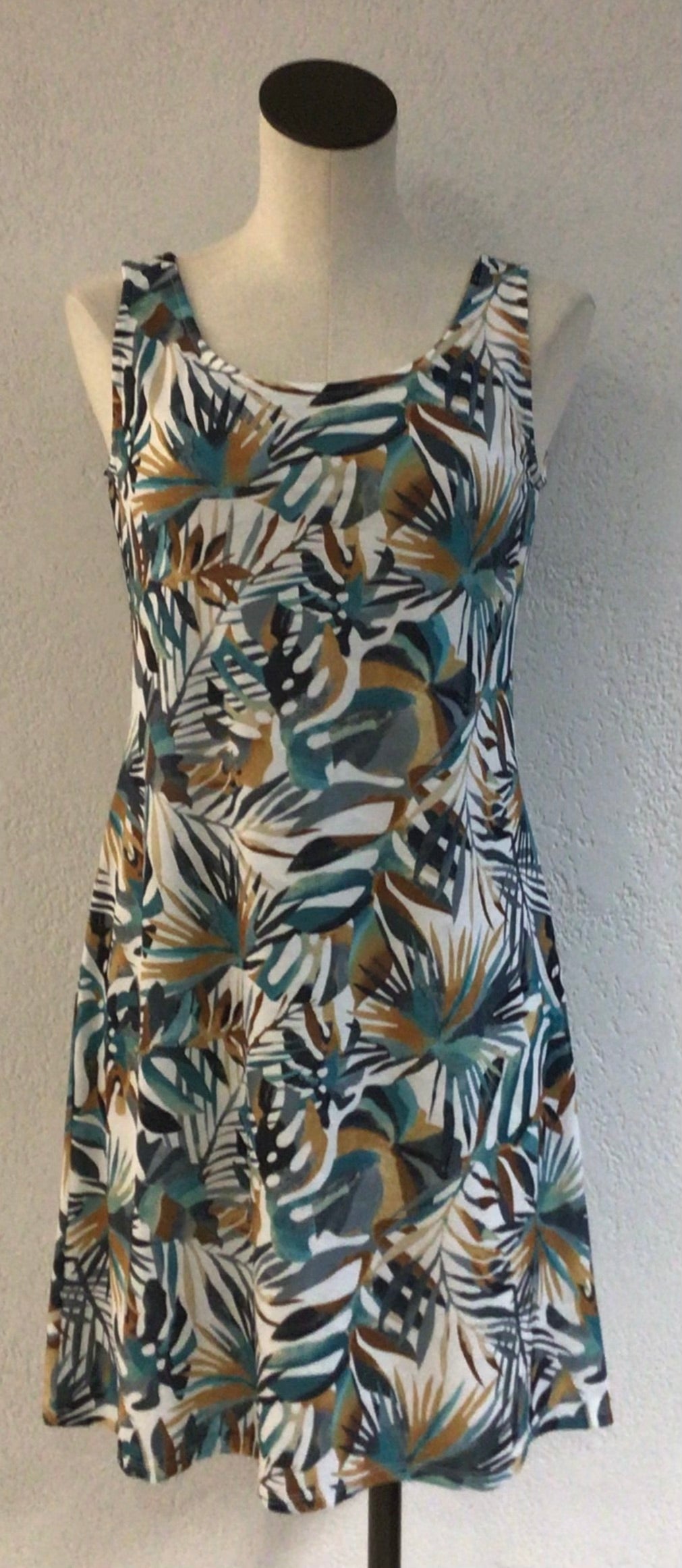 Michael Tyler Beige Tropic Print Dress 25S3830