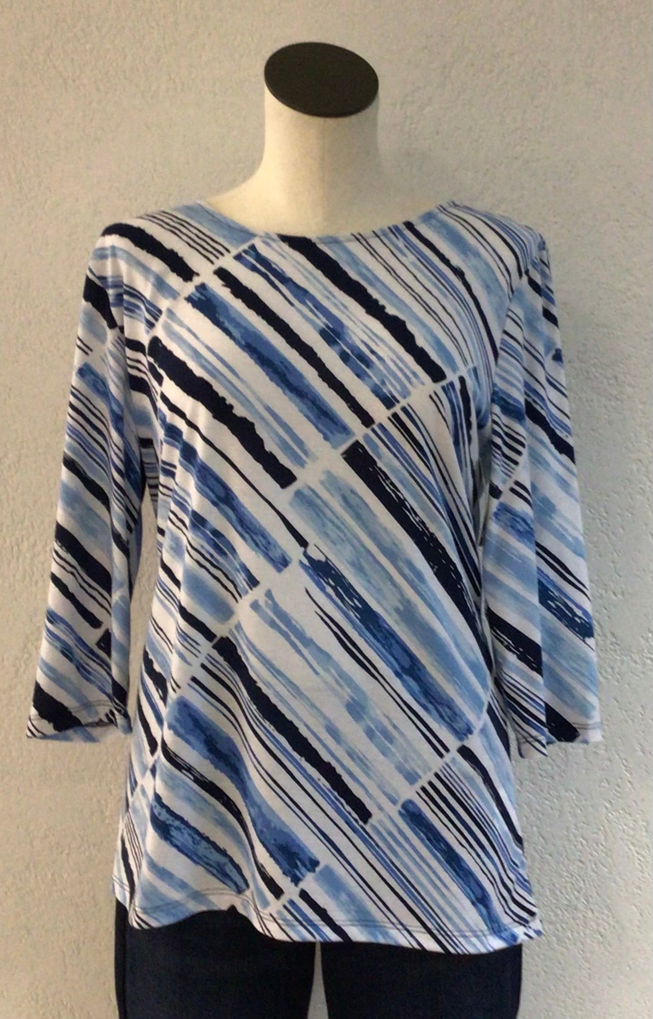 Links Blue/White 3/4 Sleeve Top 41G7
