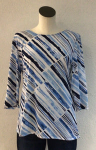Links Blue/White 3/4 Sleeve Top 41G7
