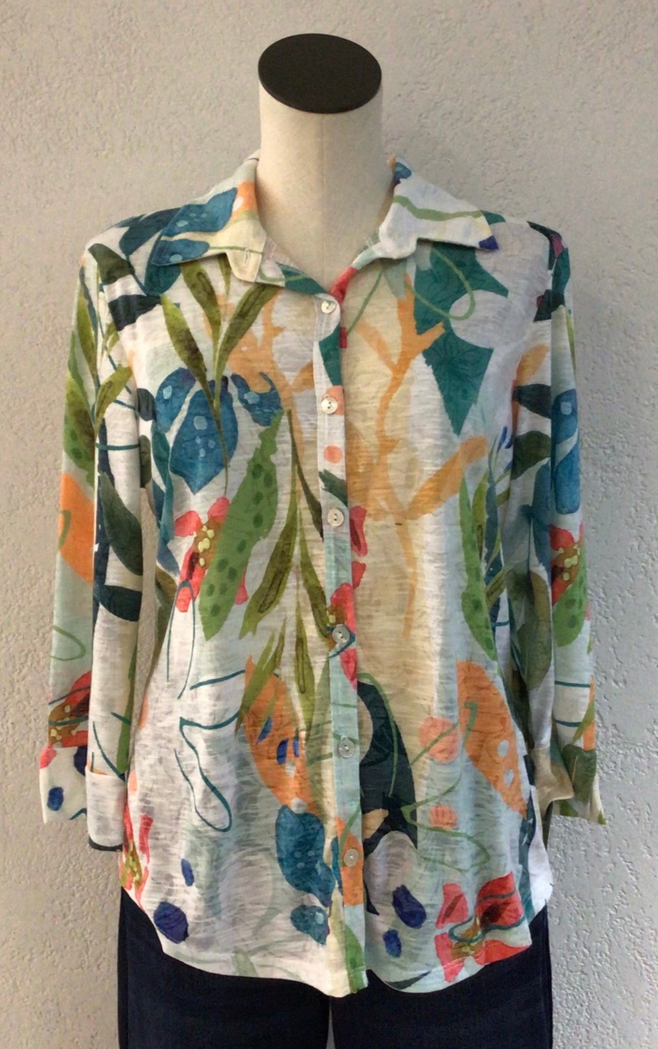 Jess and Jane Lemonade Print Burnout Blouse SG1-2058