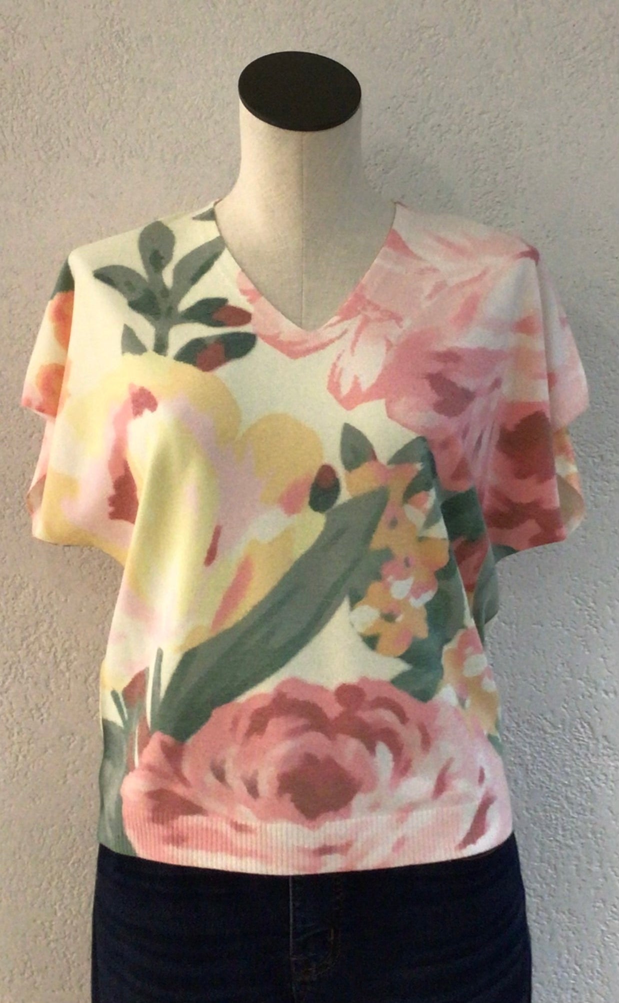 Keren Hart Printed Cap Sleeve Sweater 38022