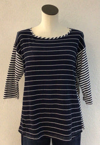 Multiples Navy/White Mixed Stripe Top M15508TM
