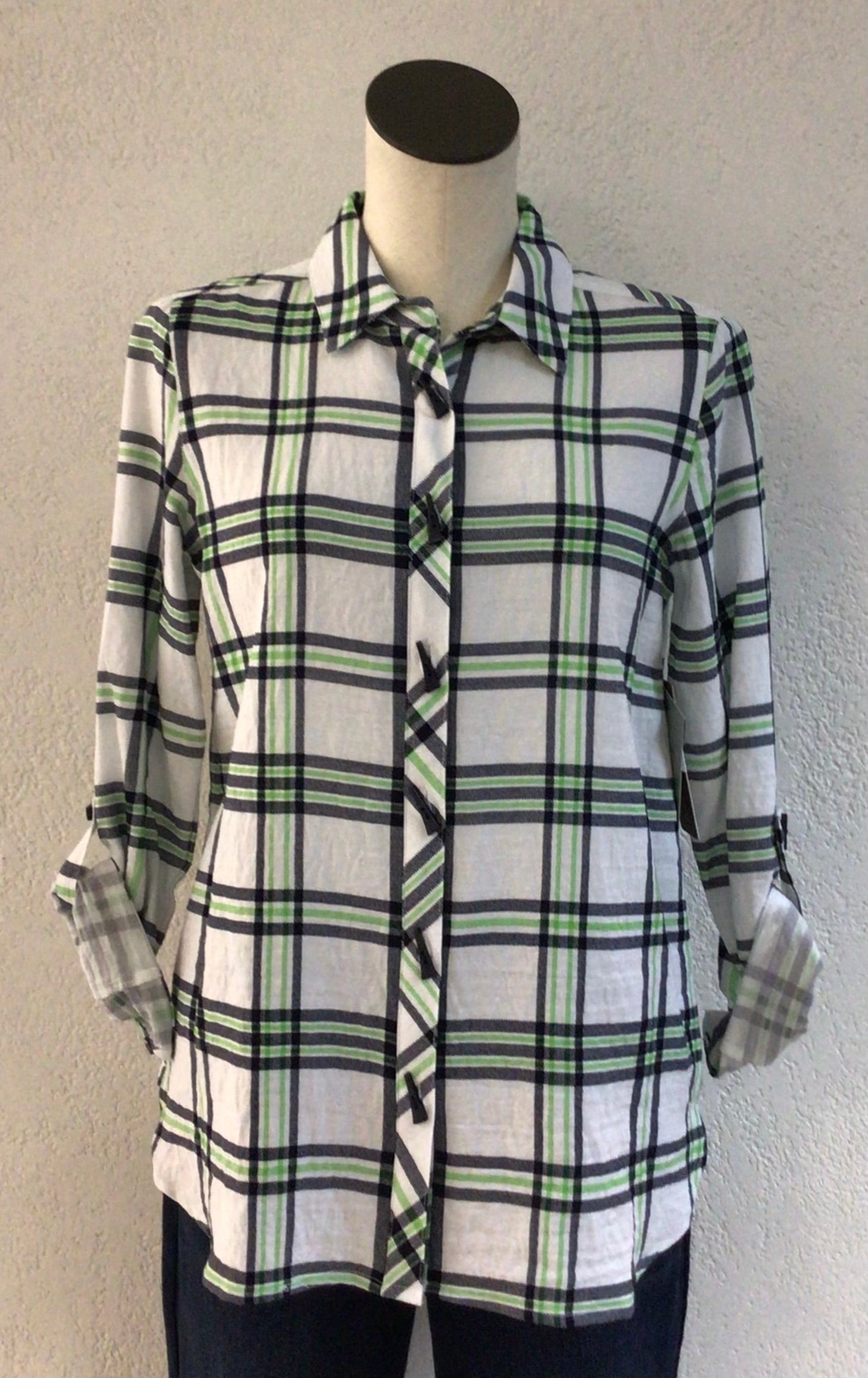 Multiples Plaid Print Button Front Shirt M15510BM