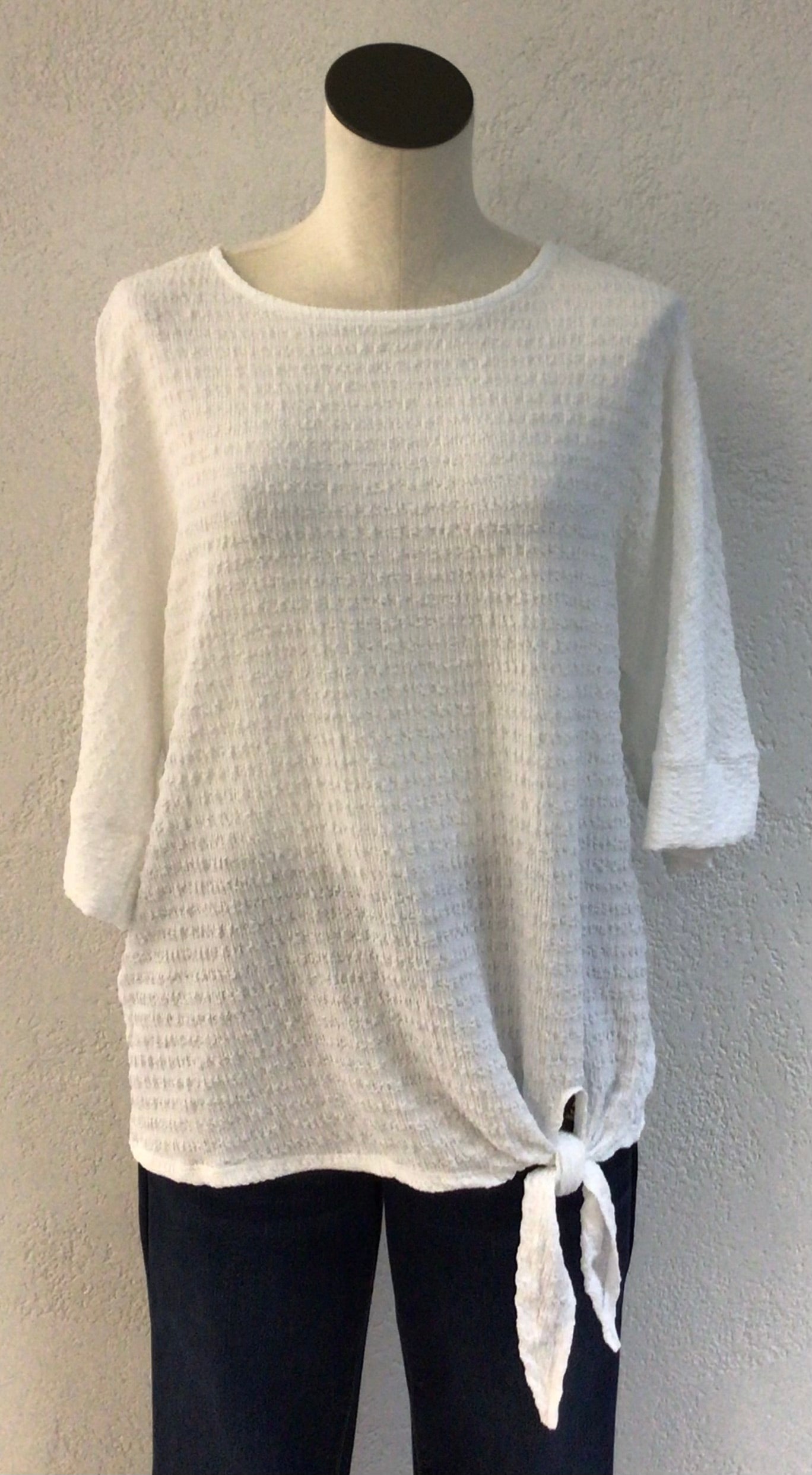 Pure Essence White Dolman Sleeve Tie Top 599-4651