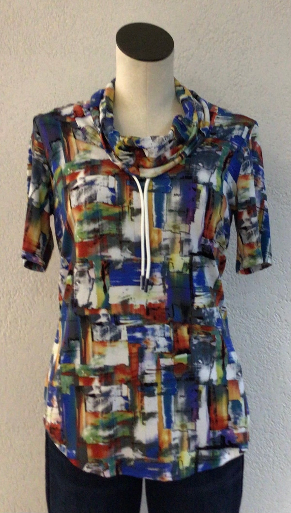 Pure Essence Cowl Neck Print Top 600-4574