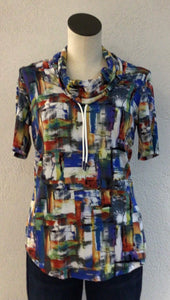 Pure Essence Cowl Neck Print Top 600-4574