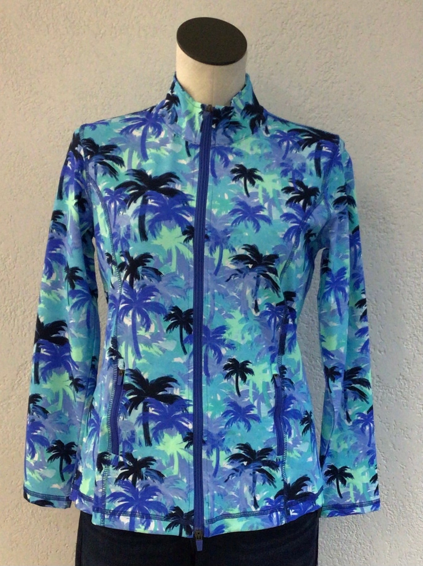 Lulu B Blue Palm Zip Jacket SPX7418P PTBL