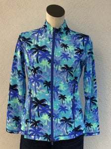 Lulu B Blue Palm Zip Jacket SPX7418P PTBL