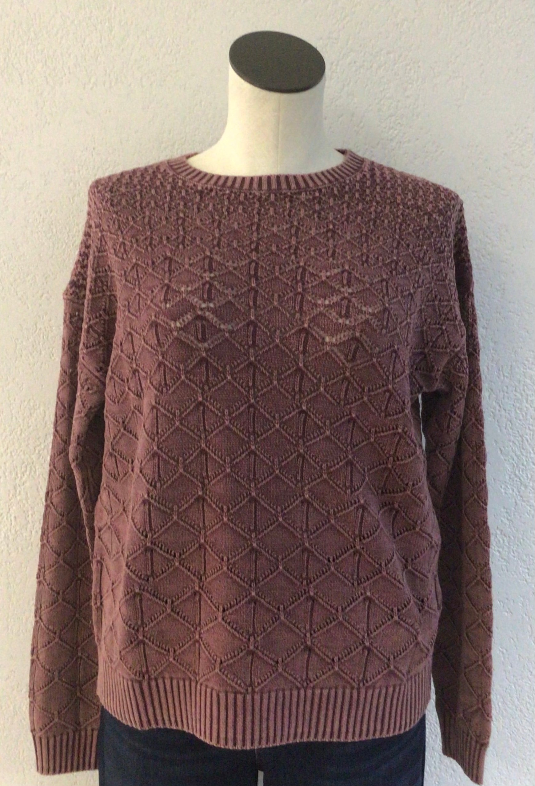 Charlie B Cabernet Cold Dye Pointelle Sweater C2874