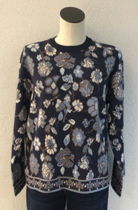 Charlie B Floral Jacquard Sweater C2905