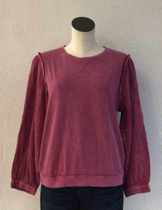 Tru Luxe Magenta Patchwork Slub Knit Top T35351TM