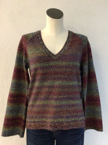 Tribal Wine V Neck Sweater 2374O-576