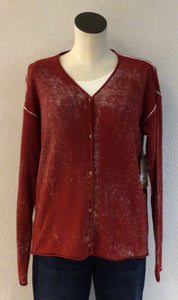 Tru Luxe Brick Red Vintage Wash Cardigan T35470KM