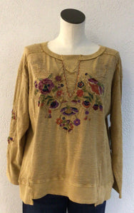 Tru Luxe Gold Pieced Sweatshirt with Embroidery T35480M