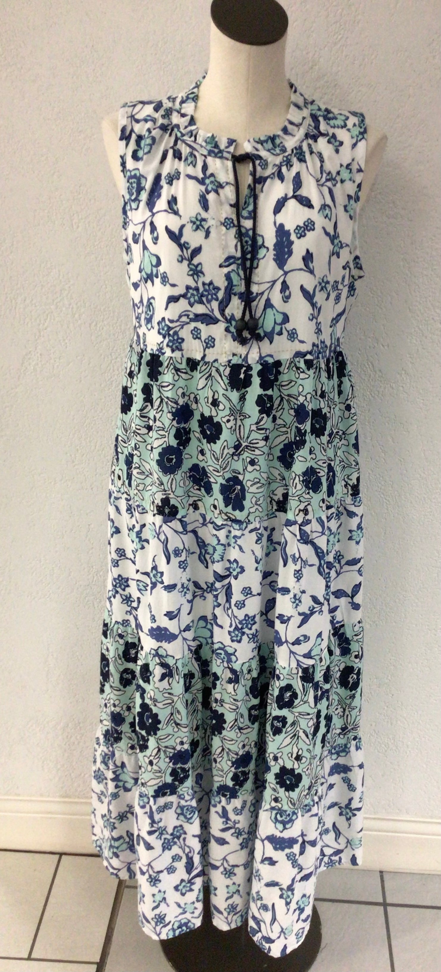 Tribal Reef Sleeveless Tiered Dress 1248O