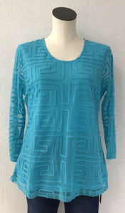 Parsley and Sage Turquoise Jagger Top 23S465C