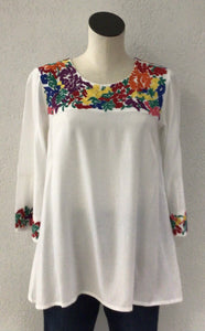 Parsley and Sage White Lola Embroidered Top 23T48B